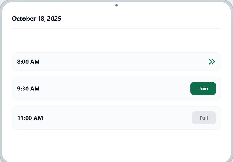 Lock in tee time scheduling